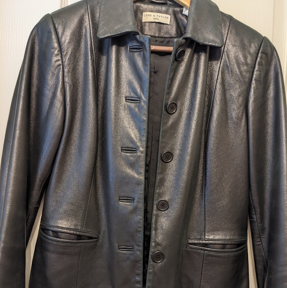 Black Genuine Leather Blazer Jacket